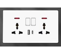 Universal UK, Europe, USA, India 5 Pin Single Double Switch Fast Charging Power Socket Two USB Charging Ports 13 A - Fulinmen (White, Double - USB A & C)