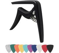 Universal Ukulele Capo - Fits Soprano/Concert/Tenor/Baritone Sizes, Includes Felt Picks, Matte Black