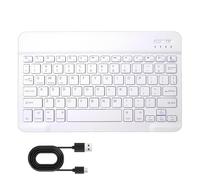 Universal Ultra-Slim Bluetooth Keyboard, Wireless Portable Keyboard for Tablet UK Layout Built-in Rechargeable Battery Compatible with iPad Samsung Tab Lenovo Tab iOS/Android Windows White