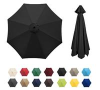 Universal Umbrella Replacement Cloth 6 Arms/8 Arms，Patio Umbrella Cover Cloth ，Replacement Parasol Canopy，2.7 M/3.0M，Parasol Umbrella Replacement Cover (Canopy Only) ( Color : Black , Size : 6 Ribs 2.