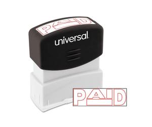Universal UNV10062 Pre-Inked One-Color PAID Message Stamp - Red