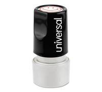 Universal UNV10080 Pre-Inked/Re-Inkable Smiley Face Round Message Stamp - Red Ink