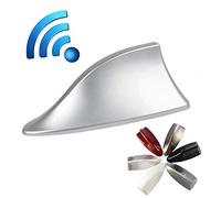 Universal Vehicles FM Signal Fin Aerials Cover Car Top Roof Radio Shark Fin Antenna Cover, Universal Car Antenna Aerial FM Radio Signal with Adhesive Base Waterproof (Silver)