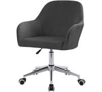 Universal Velvet Office Chair Slipcover - Soft Plush Fabric Stretchable Machine Washable Complete Coverage Flip-Up Armrests Medium Size Dark Grey 3pcs White & Cream Options
