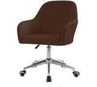 Universal Velvet Office Chair Slipcover with Flip-Up Armrests - Soft Plush Stretch Cover Machine Washable Complete Protection White & Cream Medium Size (Brown Set of 4)