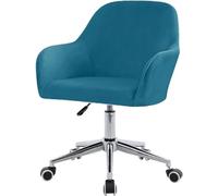 Universal Velvet Office Chair Slipcover with Flip-Up Armrests - Soft Plush Stretch Desk Cover Machine Washable Complete Coverage White & Cream Medium Size (Blue 2 4pcs)
