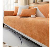 Universal Velvet Sofa Cover Waterproof Anti Slip Couch Protector for Pets Fits 1 3 Seats All Seasons (Orange 90x90cm) Stylish Furniture Guard