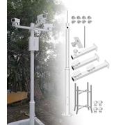 Universal Vertical Pole for Security Cameras, Solar Street Lights, Metal Surveillance Post with Brackets, 6 5 4 3 2 M High