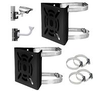 Universal Vertical Pole Mount Adapter Bracket for CCTV Security Camera PTZ Dome Vertical Pole Mounting Bracket Black with 4 Loops
