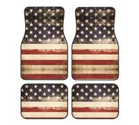 Universal Vintage American USA Flag Print Car Floor Mats â€“ 4-Piece Set, Rubber Backing, Suitable for Most SUVs, Trucks, and Sedans
