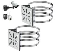 Universal Wall Mounting Bracket with 6 Loops,Stainless Steel Pole Mount Adapter Brackets for CCTV Security Camera Ptz Dome,Camera Pole Mount Bracket for Pole Post(2 Pack)