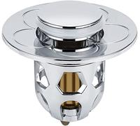 Universal Wash Basin Water Head Leaking Stopper, Stainless Steel Sink Drain Plug Stopper Wash Basin Bounce Drain Filter, Bounce Core Push-Type Converter Bathroom Kitchen Sink Anti Clogging (Silver)