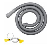 Universal Washing Machine Drain Hose Extension with Hose Clamp Flexible Corrugated Outlet Pipe Multi-Diameter Connection (1.5M Grey)