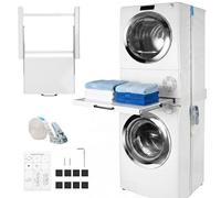Universal Washing Machine Dryer Overlay Kit Heavy Duty Steel Frame 60cm No Assembly Invisible Design with Sliding Shelf Space Saving Laundry Room