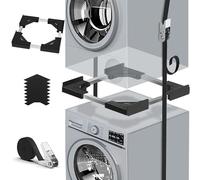 Universal Washing Machine & Tumble Dryer Stacking Kit,Heavy Duty Adjustable Frame (45-68cm) with Reinforced Ratchet Straps & Secure Mounting Brackets,Anti-Vibration Stackable Solution,Black