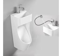 Universal Washout Top Spud Urinal Wall Mount with Wash Basin and Faucet Commercial Washout