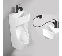 Universal Washout Top Spud Urinal Wall Mount with Wash Basin and Faucet Commercial Washout