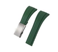 Universal Watch Strap Cuttable Watchband 20mm 22mm Comfortable TPU Rubber Stainless Steel Folding Buckle(Green With Buckle,20mm)