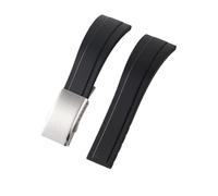 Universal Watch Strap Cuttable Watchband 20mm 22mm Comfortable TPU Rubber Stainless Steel Folding Buckle(Black With Buckle,22mm)