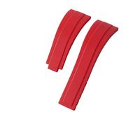 Universal Watch Strap Cuttable Watchband 20mm 22mm Comfortable TPU Rubber Stainless Steel Folding Buckle(Red No Buckle,22mm)