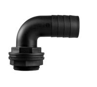 Universal Water Butt Connector Adapter - Tank Connector 90 Degree With Washer & Nut 1.5" BSPM to 1.5" Barb - for Water Tanks, Barrels, Rainwater Harvesting - Leak Proof Garden Hose Fitting