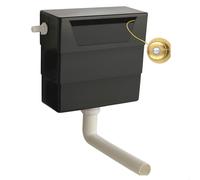 Balterley Concealed Cistern with Dual Flush, Water Saving Side Inlet Concealed Toilet Cistern & Traditional Flush Plate for Back to Wall & Wall Hung Toilets - 303x136x334mm (Brushed Brass/Black)