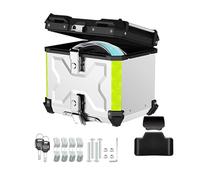 Universal Waterproof Aluminum Motorcycle Top Case - Lockable Storage Box for Scooter Moped & Quad - Adventure-Ready Luggage - & Secure X-Silver Finish