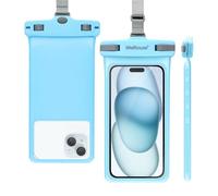 Universal Waterproof Cell Phone Case with Lanyard Cell Phone IP8X Diving Outdoor Beach Floating Underwater Up to 7 Inch Dry Bag 3D Seamless Phone Case for iPhone Light Blue