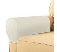Universal Waterproof PU Leather Sofa Armrest Covers 4 PCS White Durable Armrest Protectors Soft Sofa Arm Covers Stylish Furniture Protection for Home Decor