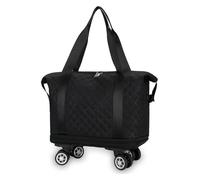 Universal Wheel Travel Bag, Silent Universal Wheel Double-Layer Expandable Duffel Bag,Oxford Cloth Travel Tote Bags，Wheeled Travel Duffle Bag,Gift for Wife and Parents(Black)