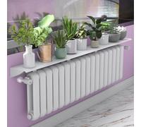 Universal White Radiator Shelf Anti Smoke Dust Proof Cover for Home and Office Aluminum Alloy Heater Cover No Drilling Required 20kg Bearing Capacity 14.5cm Width x 170cm Length
