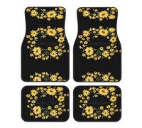 Universal Wild Daisy Flower Print Car Foot Mat 4-Piece Set â€“ Stylish Rubber Automotive Floor Mats for SUV Sedan Van Truck