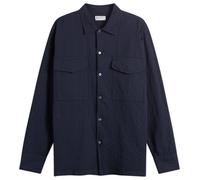 Universal Works Men's Arten Seersucker Attendant Overshirt Navy Small