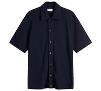 Universal Works Men's Checkerboard Button Through Polo Bright Navy