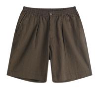 Universal Works Men's Japanese Seersucker Pleated Track Shorts Navy