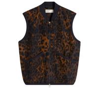 Universal Works Men's Night Leopard Zip Waistcoat Dark Navy/Brown