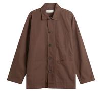Universal Works Men's Peached Poplin Bakers Overshirt Brown Medium