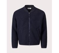 Universal Works Zip Bomber Jacket (Wool Fleece) - Navy Blue - Navy Blue / S