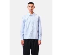 Universal Works Square Pocket Shirt (Office Stripe) - Blue - Blue / L