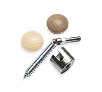 Universal Zip Bolt HANDRAIL to Newel Post Fixing KIT (1 x Adjustable Threaded Bolt, 1 x Cam Nut, 1 x Oak Cover Button, 1 x Pine Cover Button)
