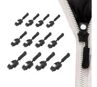 Universal Zipper Repair Kit,Nylon Plastic Metal Zippers,Zipper Slider Replacement 3 Different Sizes,Black Zippers Fix Repair Kit,Zipper Repair Replacement Kit for Jacket Backpack Luggage (12Pcs)