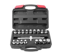 Universally 18 Piece Automotive Mechanics Tool Set with Oil Drain Levers Wrench Socket and Portable Storage Case Organization Portable Wrench Set for Mechanics