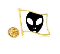 Universe Alien Monster Head Portrait Golden Metal Flag Lapel Pin Badge