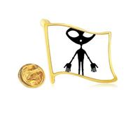 Universe And Alien Alien Art Deco Fashion Golden Metal Flag Lapel Pin Badge