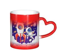 Universe Astronaut Rocket Galaxy Print Heat Changing Coffee Mug â€“11 Oz Magic Color Changing Mug, Ceramic Thermal Reactive Cup for Men and Women