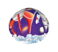 Universe Astronaut Rocket Galaxy Print Premium Double Layer Shower Cap For Women With Reusable Shower Cap For Hair - Waterproof Plastic Cap - Shower Caps For Long, Short And Curly Hairs