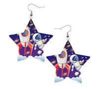 Universe Astronaut Rocket Galaxy Women's Fashion Earrings, Celestial Dangle Earrings, Star Shape Jewelry for a Versatile