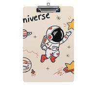 Universe Astronaut Stars Planets Rockets A4 Acrylic Clipboard for Papers Writing Planner, Office Wall Mounted Large Capacity Organizer