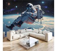 Universe Astronaut Wall Mural 3D Effect Dream Planet Non-Woven Self-Adhesive Wallpaper Living Room Bedroom Home Decor TV Background Large Art Wall Painting 400x280 cm