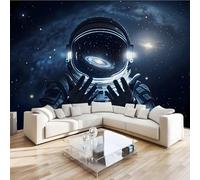 Universe Astronaut Wall Mural 3D Effect Space Planets Non-Woven Self-Adhesive Wallpaper Living Room Bedroom Home Decor TV Background Large Art Wall Painting 150x100 cm